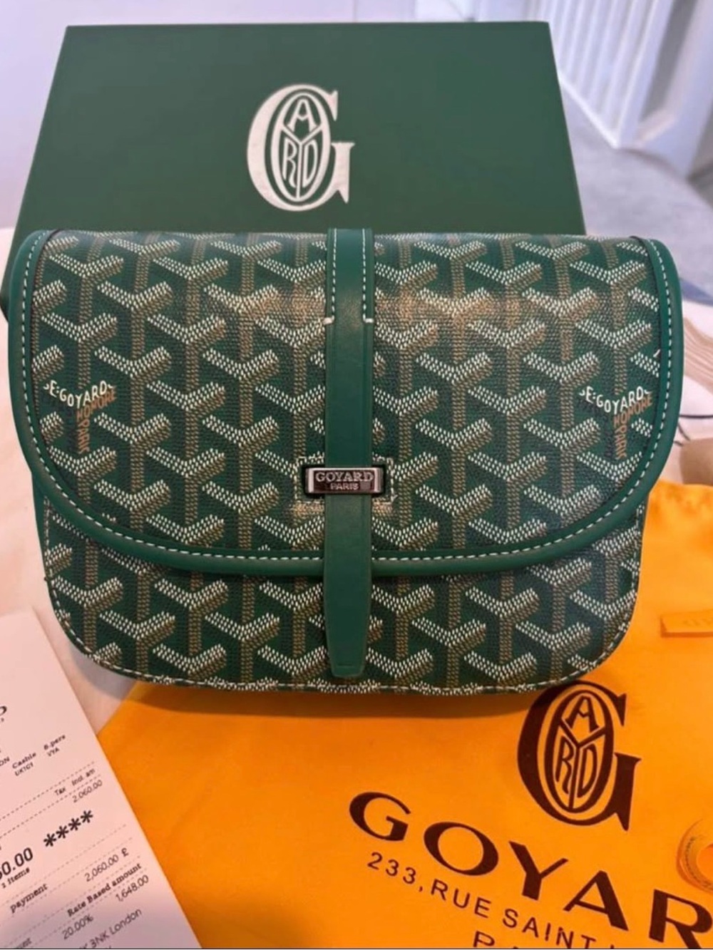 Goyard Green Chevron Saint Sulpice Belt Bag